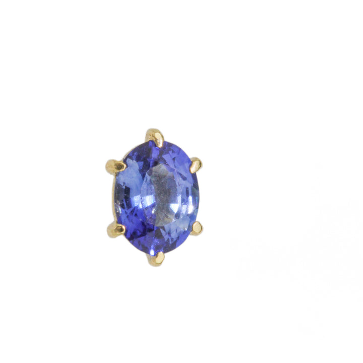 Blue Sapphire Flat Back Stud Earring