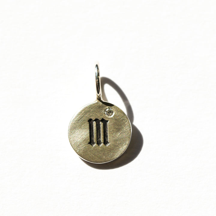 Mini Round M Letter Diamond Charm