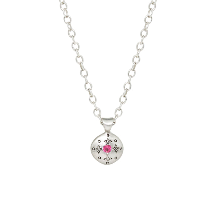 Small Silver Lights Ruby Necklace