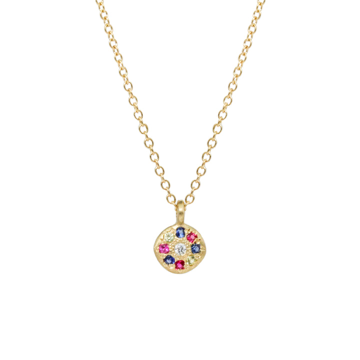 Multi Sapphire Floret Charm Necklace