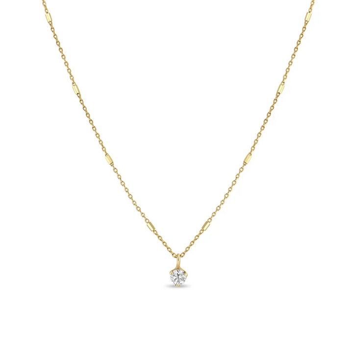 Prong Diamond and Bar Chain Necklace