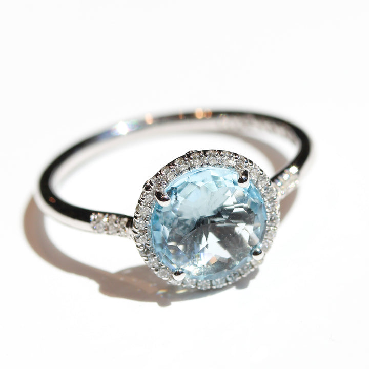 Sky Blue Topaz Halo Ring