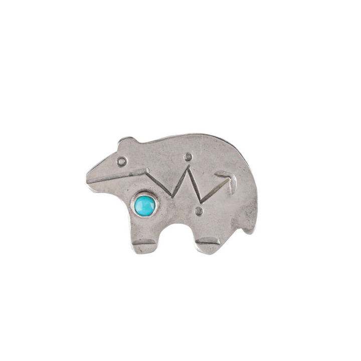 Joe Eby Taos Bear Turquoise Pin