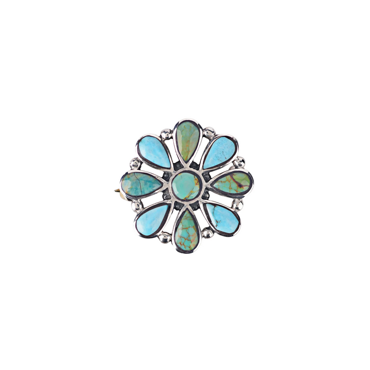 Blue and Green Turquoise Rosette Pin