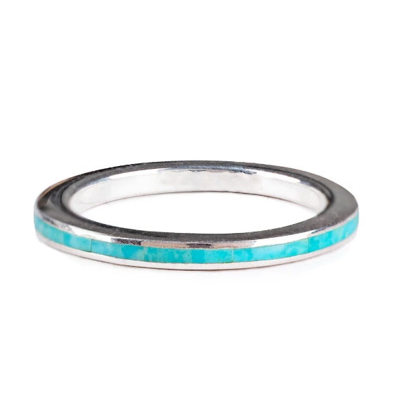 Turquoise Inlay Eternity Band