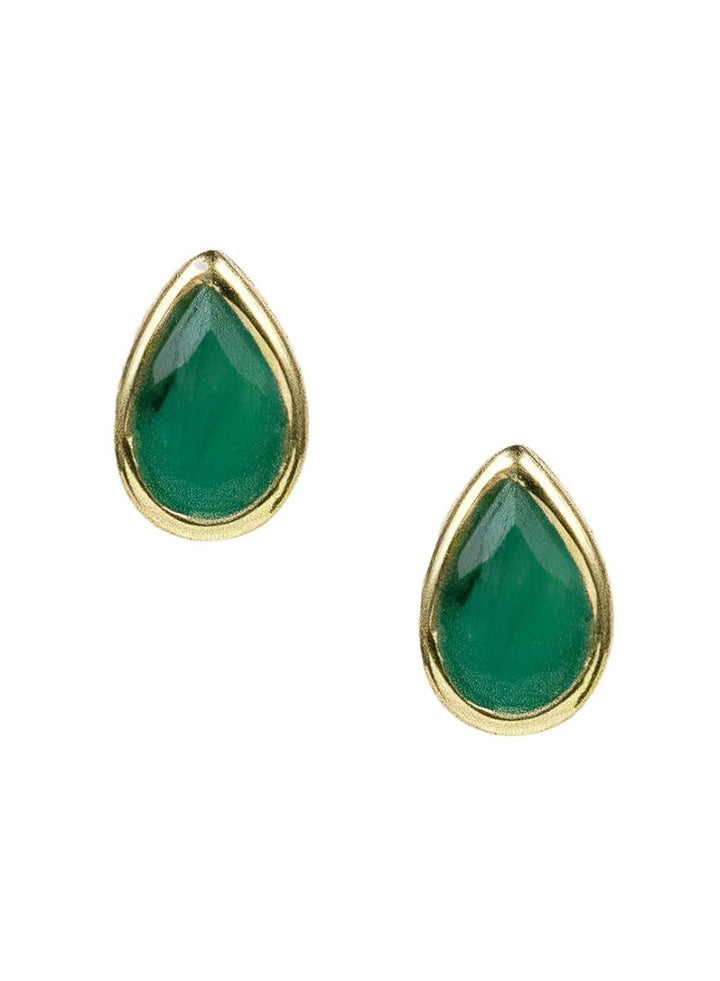 Emerald Teardrop Stud Earrings