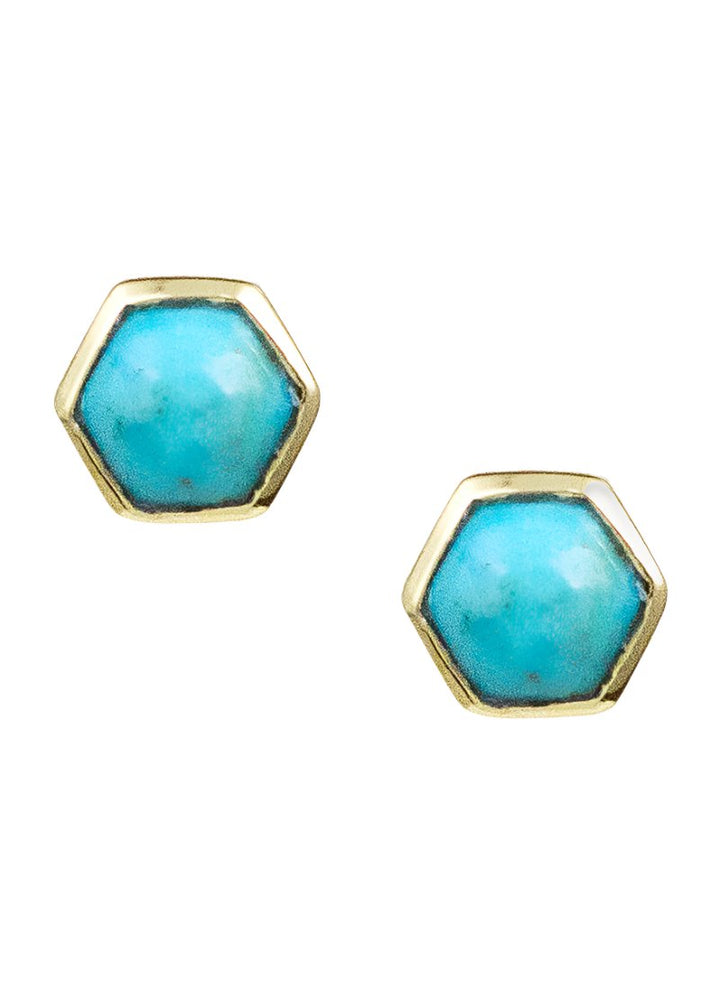 Turquoise Deco Stud Earrings