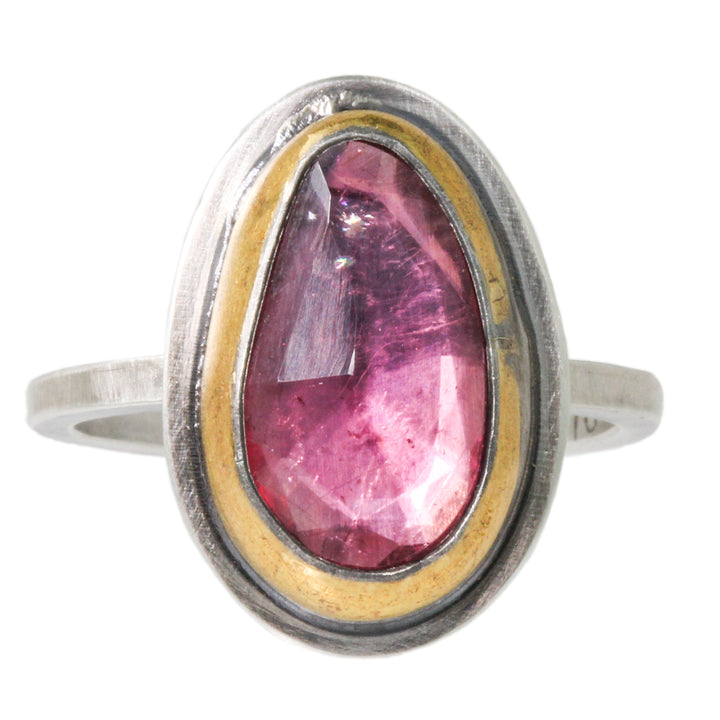 Medium Pink Tourmaline Crescent Rim Ring