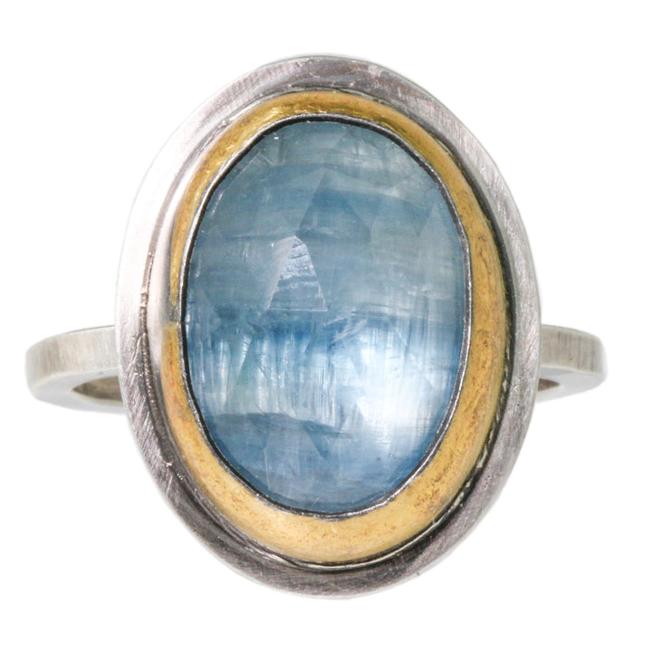 Medium Sky Blue Kyanite Crescent Rim Ring