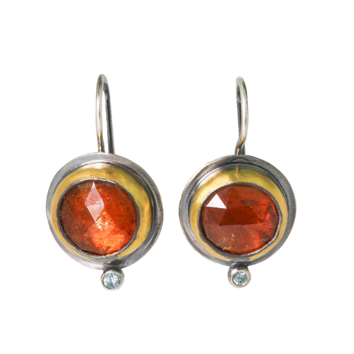 Small Round Orange Kyanite Crescent Rim Earrings