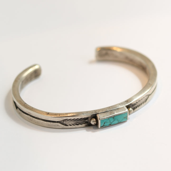 Ingot Silver Arrow & Turquoise Cuff Bracelet