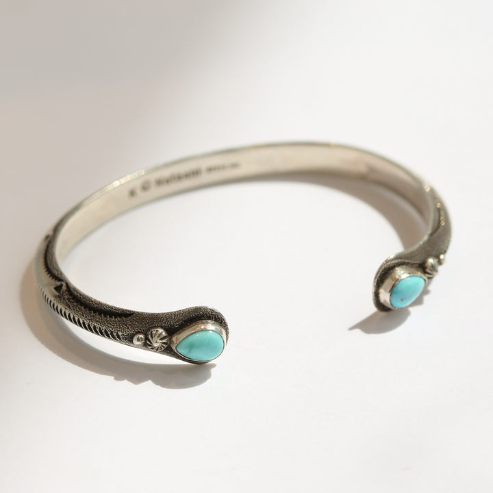 K. Nataani Turquoise & Silver Triangle Cuff Bracelet