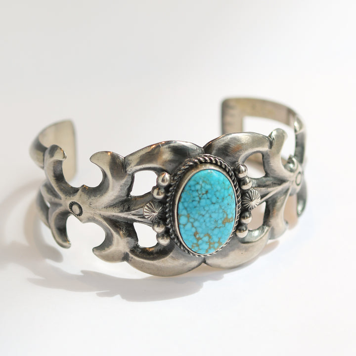 Sandcast Kingman Turquoise Cuff Bracelet by Harrison Bitsu