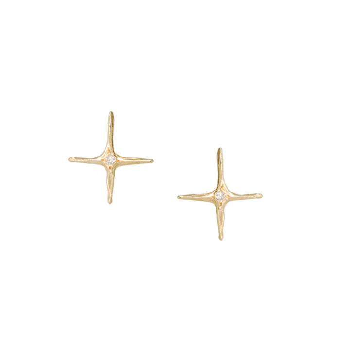 Handmade Cross Diamond Stud Earrings