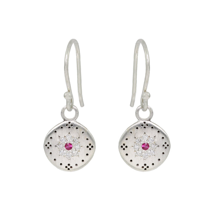 Diamond & Ruby Cluster Earrings