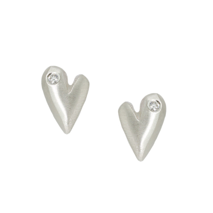 Puff Diamond Heart Stud Earrings