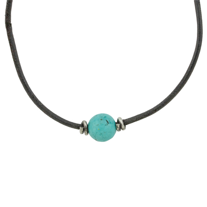 Leather Turquoise Choker Necklace